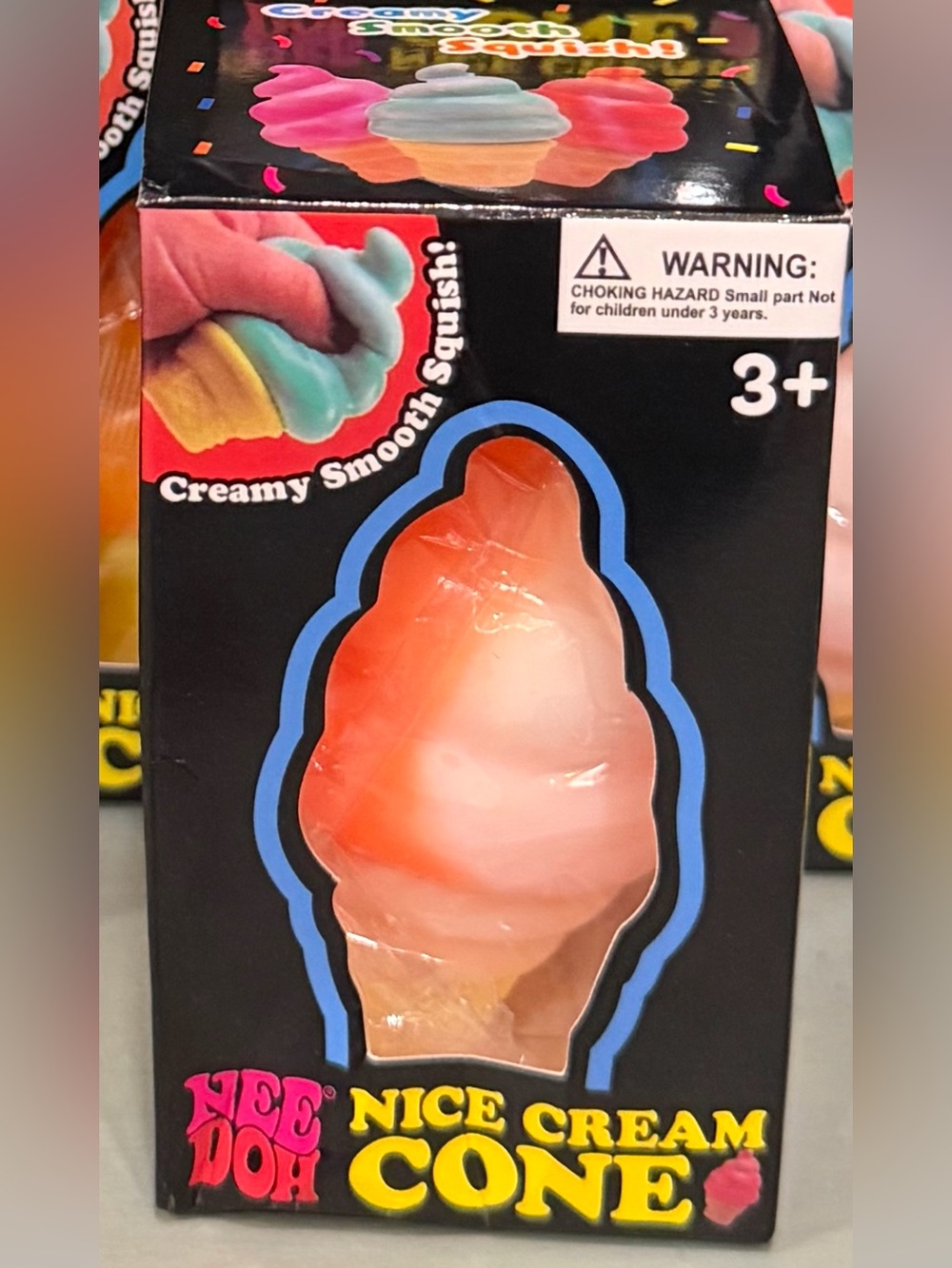 Nice Cream Cone Squishy Toy - Orange & White Swirl